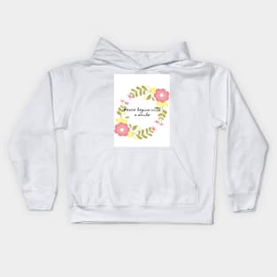 Peace begins with a smile Kids Hoodie